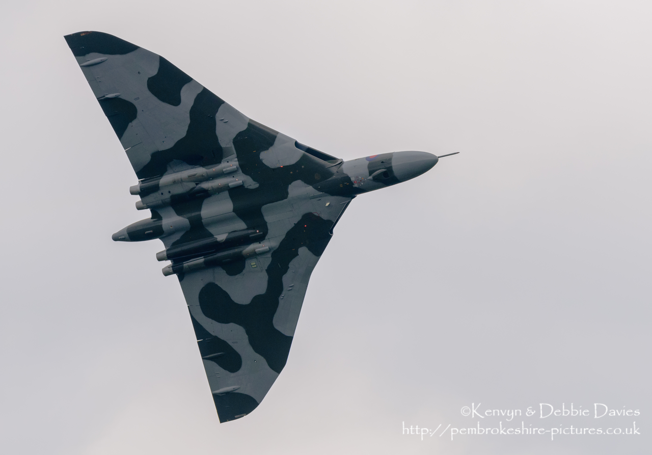The Spirit Of Great Britain is the only airworthy example of the 134 Avro Vulcan V bombers that were operated by the Royal Air Force from 1953 until 1984. Vulcan XH558 served with the RAF between 1960 and 1985 in the bomber, maritime reconnaissance and air-to-air refuelling roles. The RAF operated XH558 as a display aircraft from 1986 until 1992, when budget cuts forced its retirement.<br/><br/>It is presently operated by the Vulcan to the Sky Trust as a display aircraft, funded entirely by charitable donations and the UK Lottery's Heritage Fund. It is registered with the United Kingdom Civil Aviation Authority as G-VLCN but has an exemption to fly in Royal Air Force markings as XH558.<br/><br/>October 2015 will see the last flight of the Vulcan as it becomes impossible to keep it airworthy.